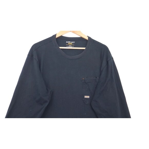 Ariat Mens Black Long Sleeve Work Shirt With Chest Pocket & Graphic Back Design - Picture 2 of 11